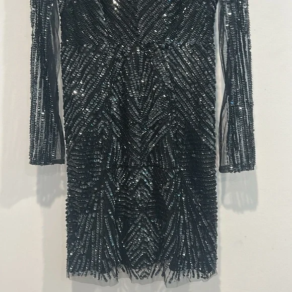 Gianni Bini black bead Sequin embellished Bodycon Mini cocktail Dress size 2 - Picture 6 of 8